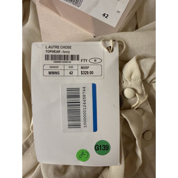 L'Autre Chose Ivory Wrap Blouse Bead Embroidery Size US 6 NWT $329 [jb] - Picture 7 of 11